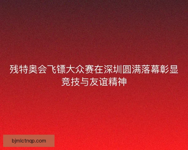 残特奥会飞镖大众赛在深圳圆满落幕彰显竞技与友谊精神